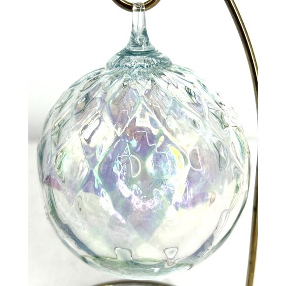 Hand Blown Studio Art Glass Christmas Ornament Iridescent Suncatcher 3.25" - Picture 1 of 6